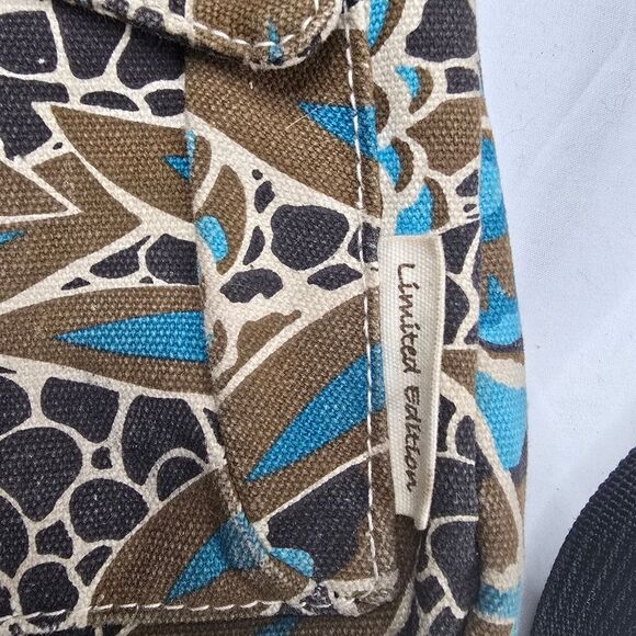 KAVU Limited Edition Crossbody Bag, Blue, Tan, Cream Print - Picture 4 of 7